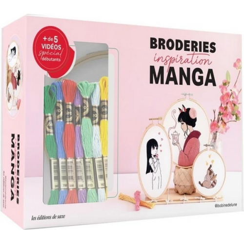 Coffret broderies inspiration manga : 3 projets à broder autour de l'animé (VF)